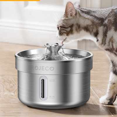 Discount Dollar Deals Automatic Cat Water Fountain Smart Pet Stainless Steel Pet Drinking Fountain Water Dispenser For Dog Cat Drinking Supply us Plug Filters Set