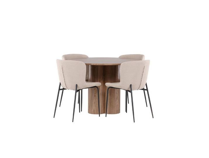 Venture Home Essgruppe Olivia Essgruppe Tisch Ø110cm und 4 Boucle Stühle, (5-tlg)