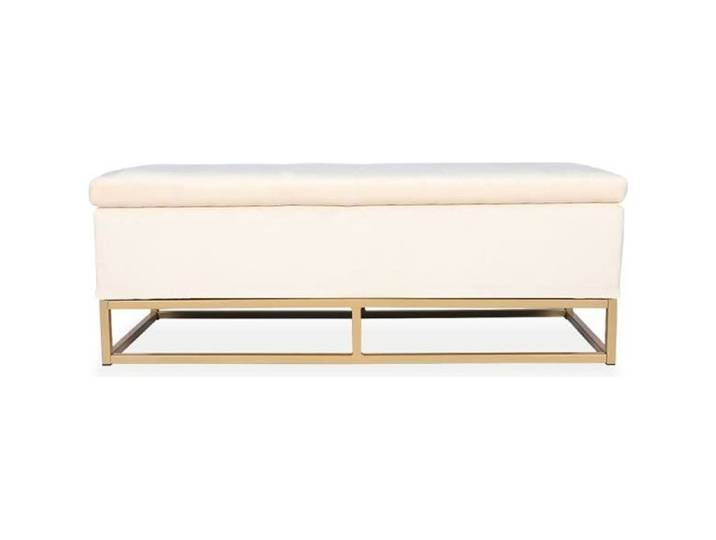 Banquette coffre Angele Velours beige pieds or