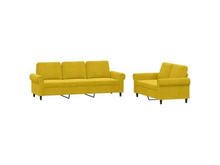 Makastle 2er Set Sofa Couchgarnitur mit Kissen Gelb Samt