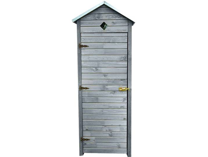Garten-Geräteschrank PROMADINO Babylon , grau, Massivholz, Metall, Gerätehäuser, Garten-Geräteschrank, besonders Platzsparend, mit drei Ablageflächen