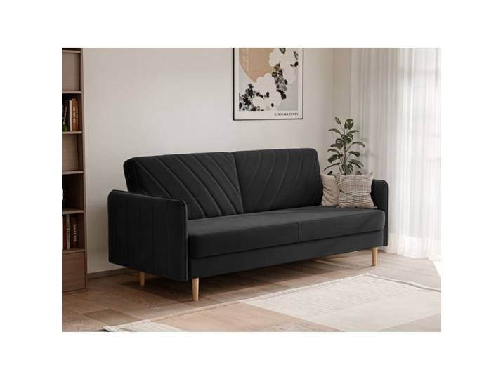 Canape Convertible COLETTE - 3 places - avec coffre de rangement - Moderne - Noir