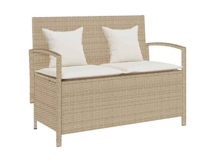 Banc de rangement de jardin - VidaXL - Résine tressée - 111x56x87 cm - Beige - Résistance aux UV - Résistance à l'eau