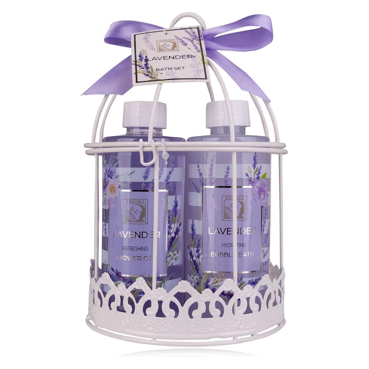 Accentra Badeset LAVENDEL in Vogelkäfig, inkl. 210ml Duschgel, 210ml Bodylotion, 210ml Schaumbad, 210ml Körpe (Haarpflege Set, Körperpflegeset) (23567896)