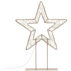 ECD Germany LED Weihnachtsstern 37 cm Weihnachtsdeko mit Lichterkette Stern Leuchtstern auf Sockel Weihnachtsbeleuchtung Innen/Außen 200 LED Warmweiß