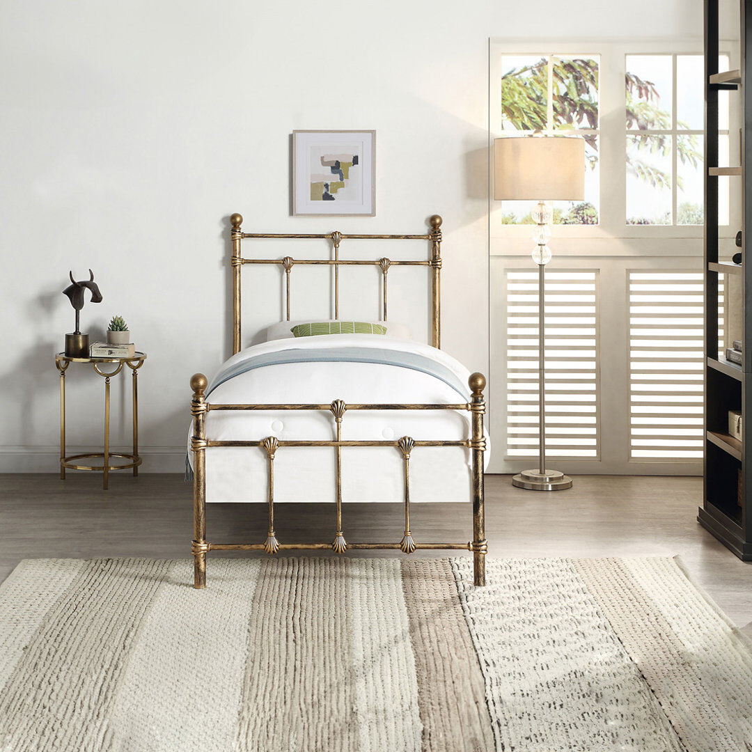 August Grove BAYFORD Metal Bed Brass Single (3')