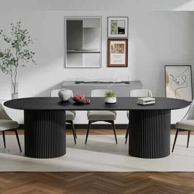 Dovelina "86"" Big Solid Wood Oval Table Conference Table for Large Meeting Rooms"