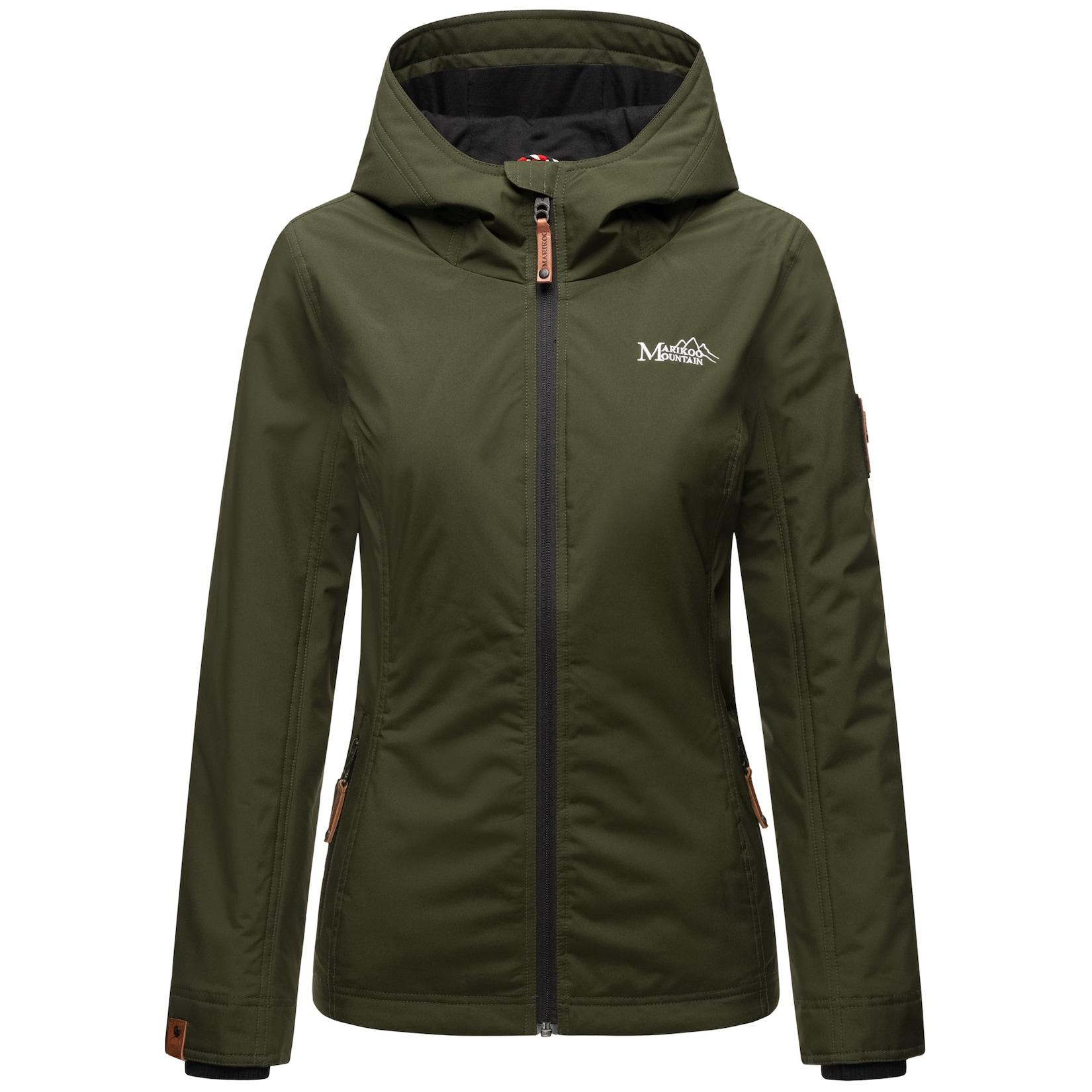 MARIKOO Damen Sportliche Outdoorjacke Übergangs Regenjacke mit Kapuze Brombeere