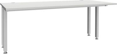 Schäfer Shop Genius Schreibtisch MODENA FLEX, 4-Fuß-Quadratrohr, verkürzte Seitenteile, B 1800 mm, lichtgrau
