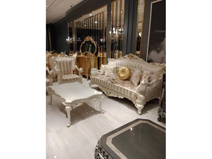 JVmoebel Sofa Exklusives Sofa in Beige aus hochwertigem Textil mit Holzgerüst, Set 2 Teile, Made in Europa