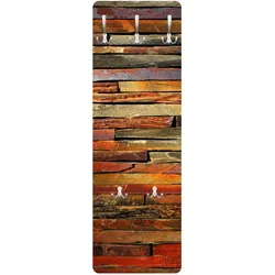 WANDGARDEROBE - Holzoptik Bretterstapel Landhausstil 34/105 cm