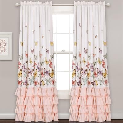 Lush Decor Flutter Butterfly Window Curtain Panel Pair
