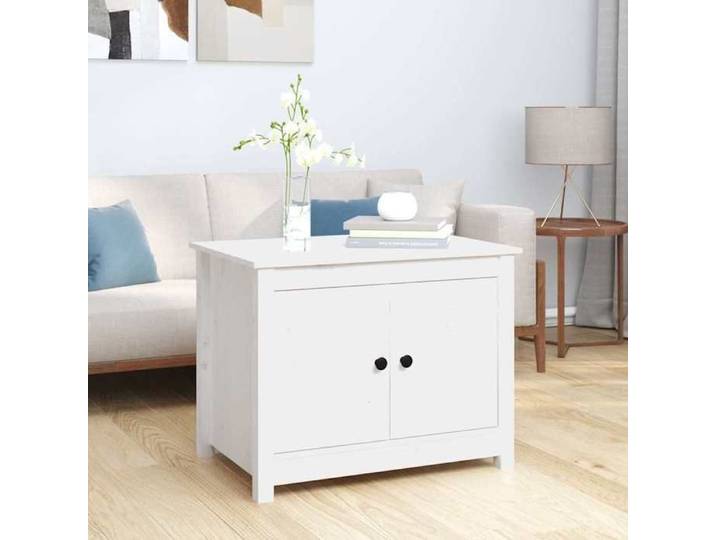 Meuble Table - HAOSHOP - Table basse Blanc 71x49x55 cm Bois massif de pin&01_20289