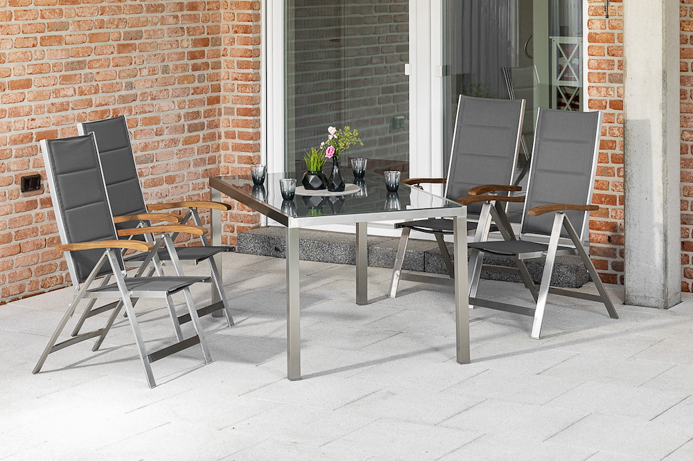 MERXXHANDELS Ferrara Set 5tlg 4 Sessel Tisch 150x90cm 16909505