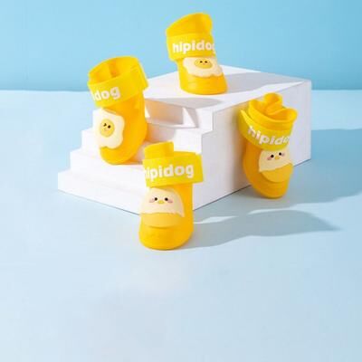 Multisell Products Hub Cartoon Anti Slip Dog Shoes, Waterproof Foot Cover Outdoor, Durable Cute Silicone Pet Rain Boot, Dog Footwear yellow m