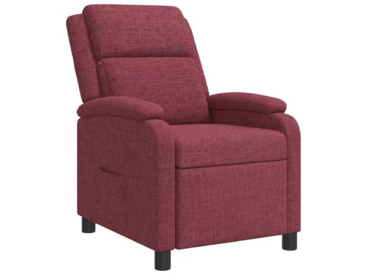 Relaxsessel Weinrot Stoff mit Metall Und Holz Gestell, Neigungswinkel Verstellbare Höhe, Polyesterbezug, Schaumstoffkissen, modernes Design, für Wohnzimmer