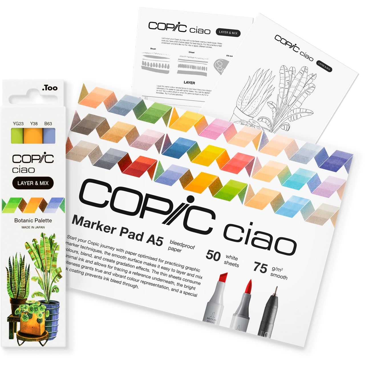 COPIC Ciao 3D Botanic Palette Starter Layoutmarker-Set farbsortiert 1,0 + 6,0 mm, 1 Set