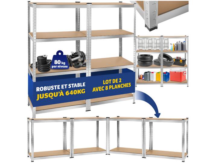 Étagère robuste pour charges lourdes - 160 x 160 x 40 cm, 640 kg