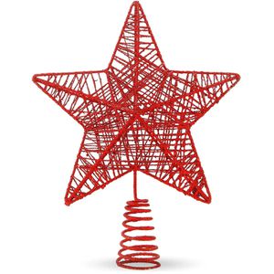 TK-Gruppe Christbaumspitze 98400, glitzernd, rot, Stern, aus Kunststoff, 20 x 25 cm