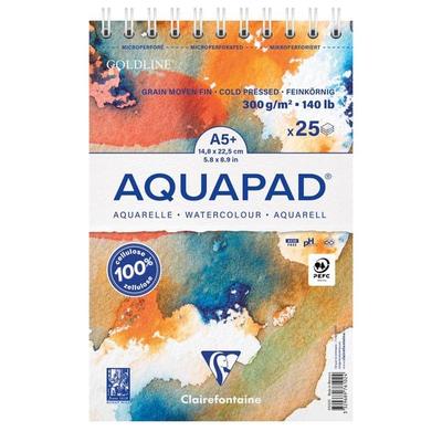 Aquapad Spiralblock Aquarell A5+, 14,8x22,5cm, 300g, 25 Blatt