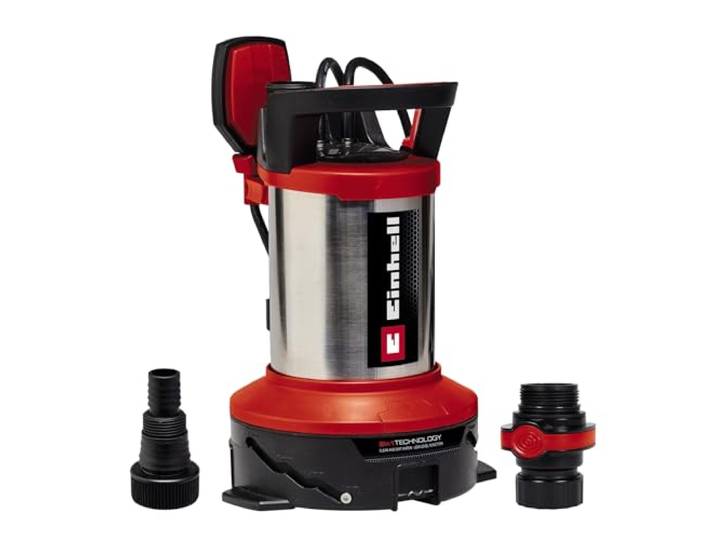 Einhell Pompe à eaux chargées GE-DP 7535 N LL 2-en-1 750 W 0\,9 bar débit 18500 l/h hauteur 9 m particules Ø 35 mm Quick-Connector et adaptateur universel