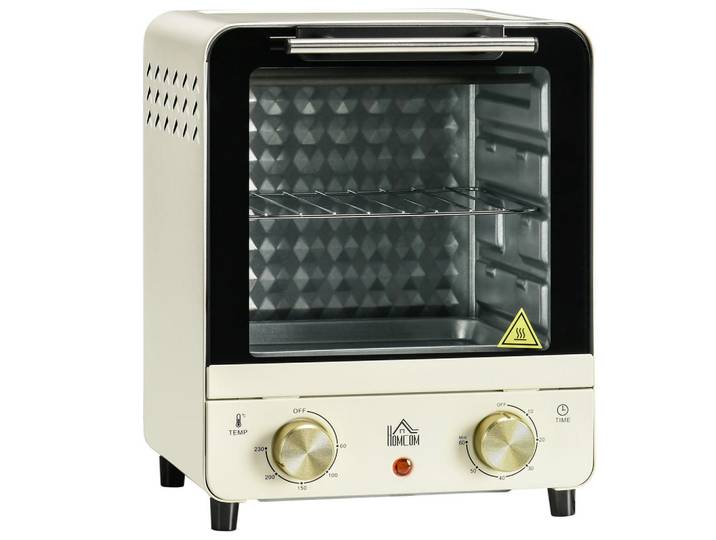 Homcom Minibackofen Eisen Edelstahl gehärtetes Glas Cremeweiß, Metall, 27.5x32x25.5 cm, backofengeeignet, Kochgeschirr, Töpfe, Diverse Spezialtöpfe