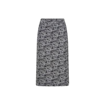 Jerseyrock GOLDNER "Schlupfrock mit floralem Muster", Damen, Gr. 48, schwarz (schwarz, weiß, gemustert), Obermaterial: 92% Viskose CV. 8% Elasthan EL., schmal, Röcke, stretchbequemer Viskosejersey