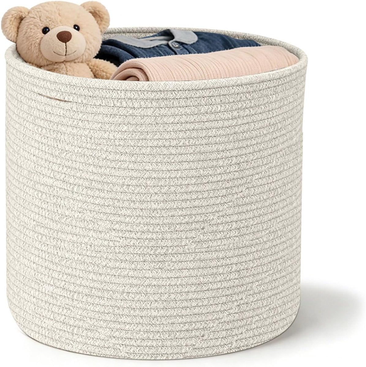 SnelShoppen Gevlochten Opbergmand met Handvatten, Beige, 40 x 35 cm
