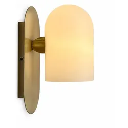 Relaxdays Wandlampe Messing und Milchglas Weiß,Gold