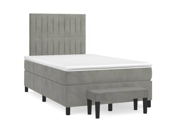RJPLMFV Bettgestell, Velours, Hellgrau, 120 x 190 cm Verstellbarer Kopf, Taschenfederkernmatratze, mittelharte Halterung, Bettbank