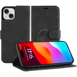 Just in Case Iphone 15 Premium Wallet Case Black (Apple iPhone 15), Smartphone Hülle, Schwarz
