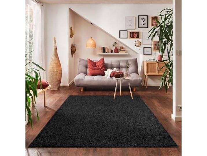 Carpettex Tapis 160x230 cm Anthracite Poils Courts Uni Moderne