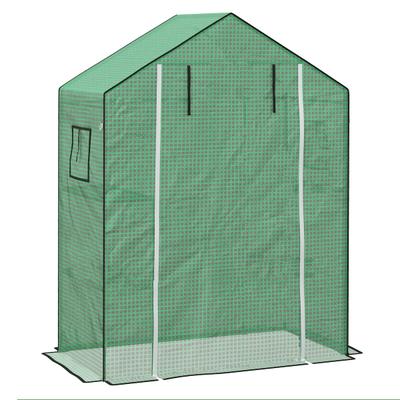 MODFU Gewächshaus Ersatzfolie PE mit UV Schutz 140x73x190 cm Grün mit Rolltür Seitenfenstern Reißverschluss verstärktes Gewebe 135 GSM