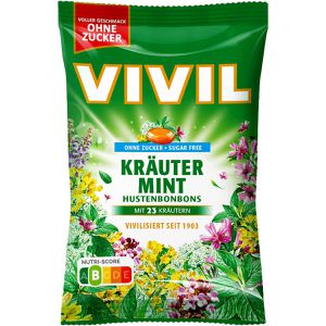 Vivil Kräuterbonbons Kräuter-Mint, Hustenbonbon, zuckerfrei, 33 Stück im Beutel, 120g