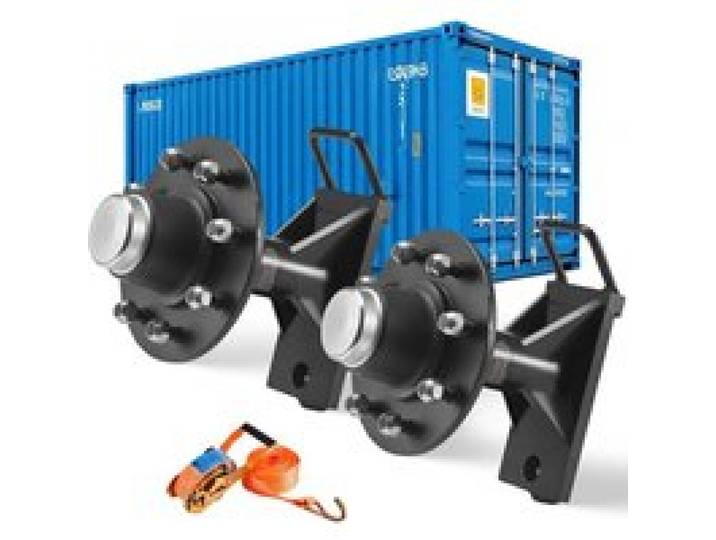 VEVOR Versandcontainer-Räder, 8-Loch-Rad-Set, robuste Versandcontainer-Achse mit Ratschen-Zurrgurt, bewegt sich 6 m bis 12 m, sicherer Transport für Dock, Lager, Baustelle, Schwarz