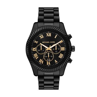 Chronograph MICHAEL KORS "Lexington", schwarz (schwarz, schwarz), Armbanduhren, Herren, schwarz, Chronograph, Quarzuhr, Armbanduhr, Edelstahlarmband, analog, Tag