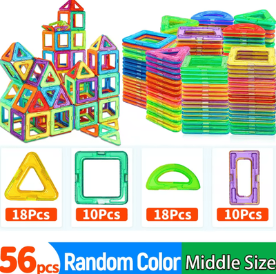Inspire Curations Magnetic Building Blocks Set STEM DIY Construction Toy For Kids Learning & Creativity medium Size 56pcs
