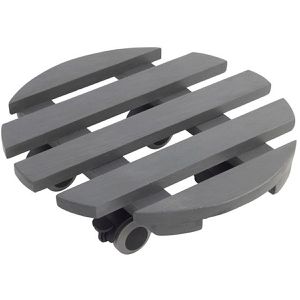 Metafranc Pflanzenroller WU0825200, für innen, aus Kiefernholz, grau, Feststellbremsen, Ø 30 cm, bis 60 kg
