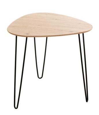HAKU Beistelltisch, quadratisch, Stahl lackiert, Ablage MDF (melaminharzbeschichtet), B 480 x T 480 x H 480 mm, schwarz/Eiche hell