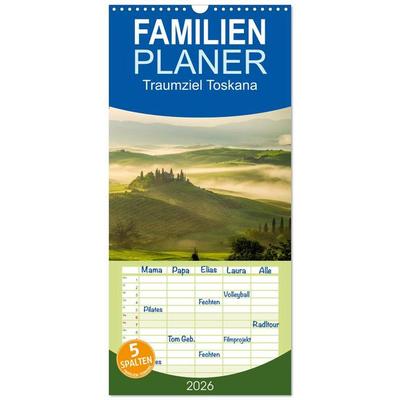 Familienplaner 2026 - Traumziel Toskana mit 5 Spalten (Wandkalender, 21 x 45 cm) CALVENDO