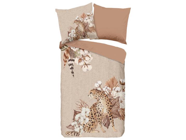 Wendebettwäsche Chevy, Braun, Taupe, Beige, Floral, 155x220 cm, atmungsaktiv, angenehm wärmend, Heimtextilien, Bettwäsche & Leintücher, Bettwäsche, Übergrößen-Bettwäsche
