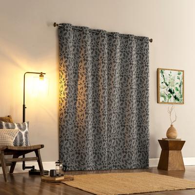 Sun Zero Satti Embroidered Leaf Total Blackout Grommet 1-Piece Curtain Panel, Single Panel