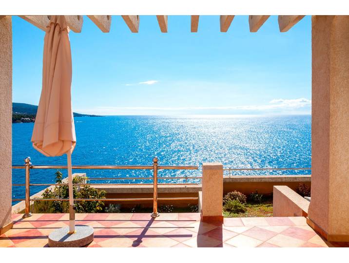 Fototapete PAPERMOON Terrace with a Sea View , bunt, B:3m L:2,23m, Vlies, Tapeten, Fototapete
