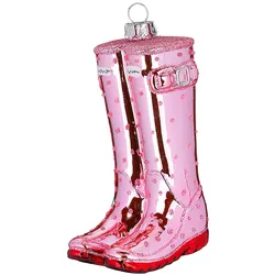 Christbaumschmuck Glas 10cm Gummistiefel Figur Handbemalt Weihnachtsbaum Anhänger Weihnachten Christbaumanhänger Weihnachtsbaumschmuck Schuhe Rosa