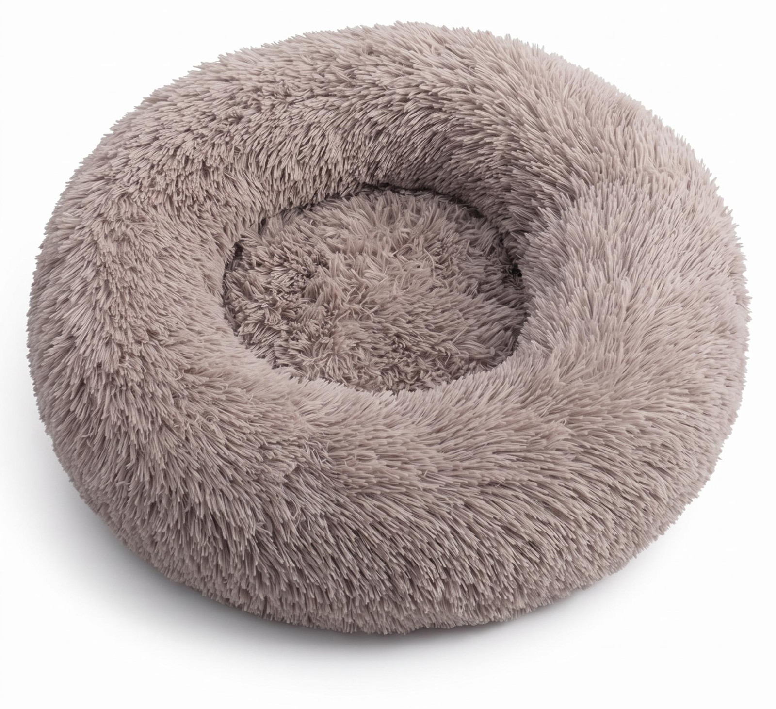 IvoQ Hondenmand Rond Ø 60 cm – Fluffy Donut Hondenbed met Hoge Zachte Rand – Beige – Voor Kleine Honden en Katten