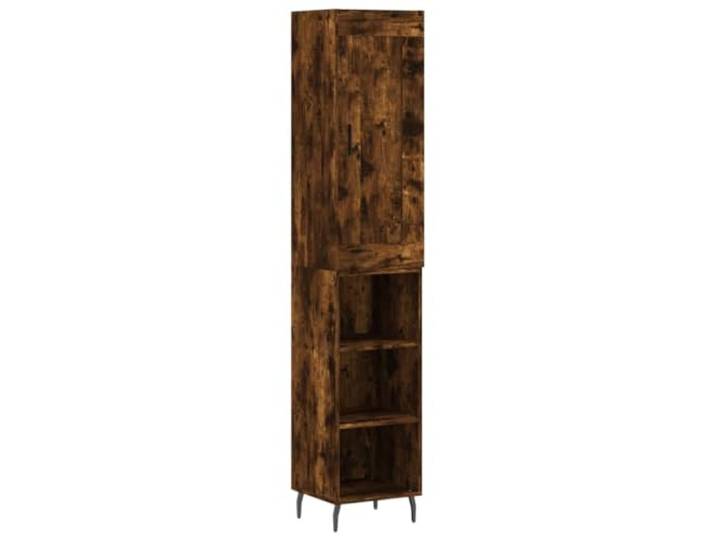 Highboard Räuchereiche 34,5x34x180 cm Holzwerkstoff mit Metallfüßen Stauraum, Türfach, Holzwerkstoff, Metallfüße, viel Platz, Ordnung, Wohnbereich