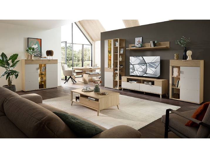 Vitrine éclairée 80 x 202 x 38cm Beige