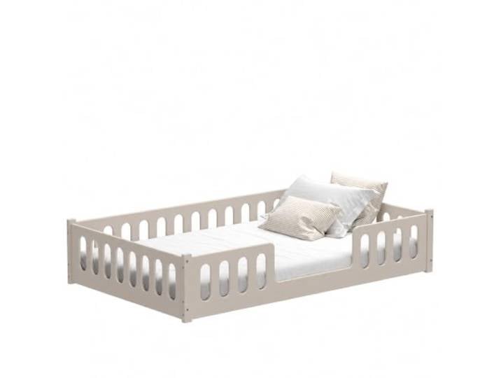 CADANI Monte 120x200 Beige Bodenbett - Rausfallschutz abnehmbar, bis 200 kg Montessori Kinderbett, robuster Roll-Lattenrost, abgerundete Kanten, hochwertige Fertigung in der EU für langlebige Qualität