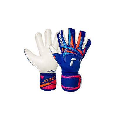 Torwarthandschuhe REUSCH "Attrakt Gold X Roll Finger", Damen, Gr. 8,5, blau, 55% Latex, 31% Polyester, 6% Lederimitat, 5% Polyamid, 3% Elasthan, Handschuhe, mit atmungsaktiven Mesh-Einsätzen