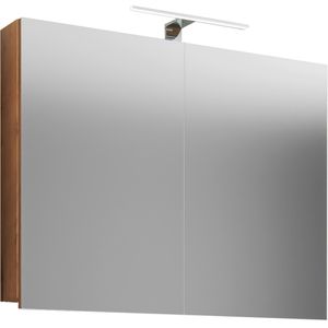 VCM Spiegelschrank Badinos 917093, honig eiche, 80 x 60 x 12 cm (B/H/T), 2-türig, mit Beleuchtung